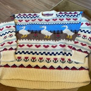 Vintage Hand Knit Duck Sweater